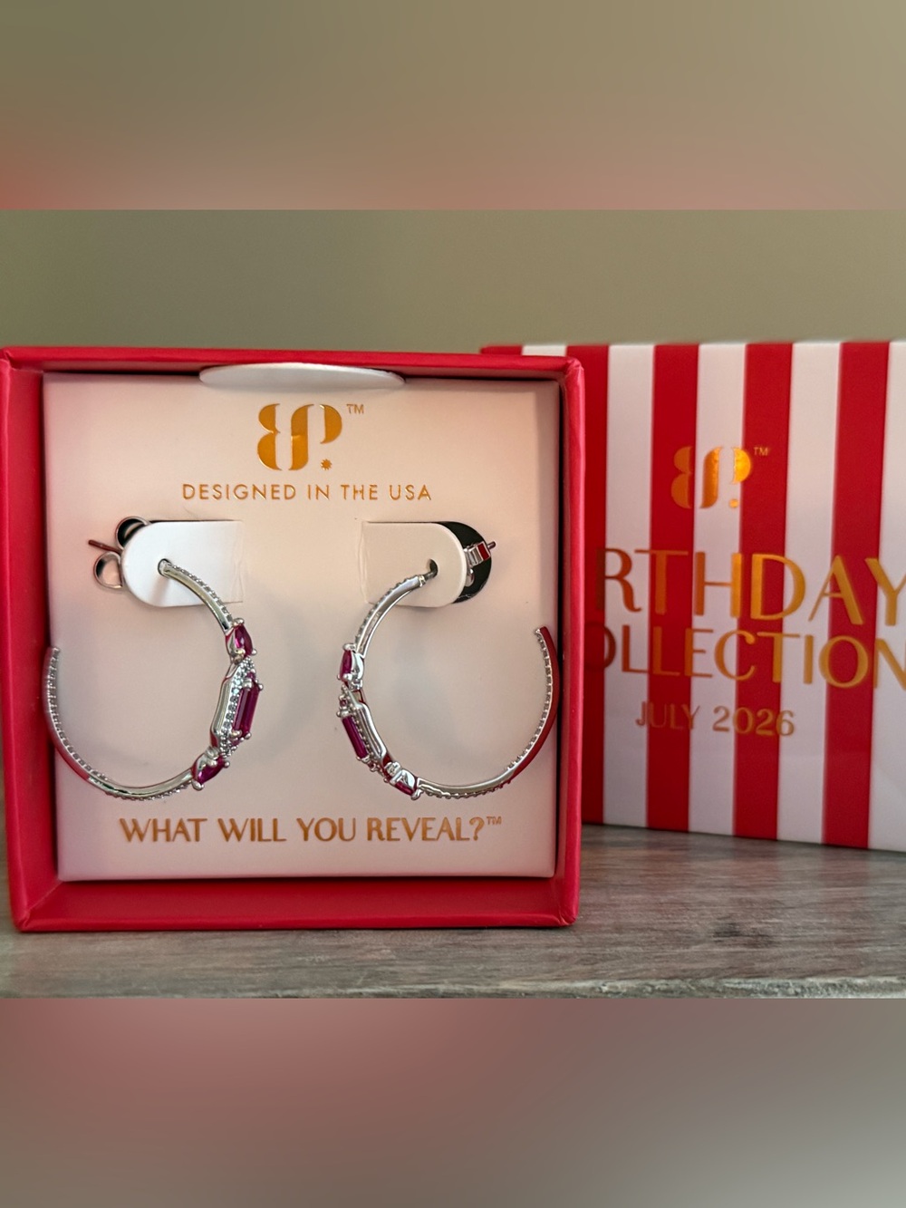 Bomb Party July Birthday Earrings “The Maryelle Hoops Earrings” Brand New!